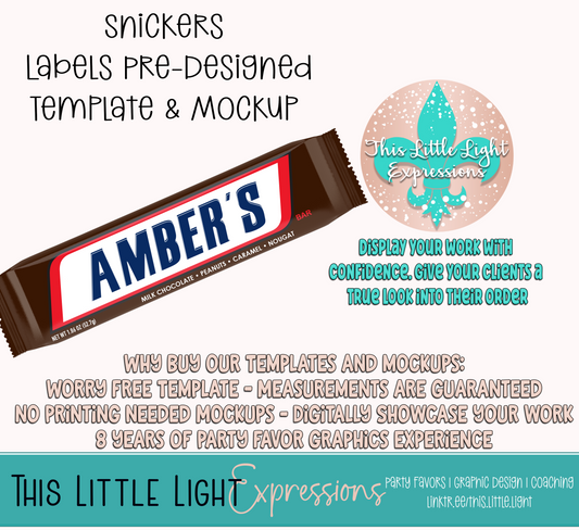 Snickers Candy Template and Mockup for Canva | Digital Download | For Party Favors