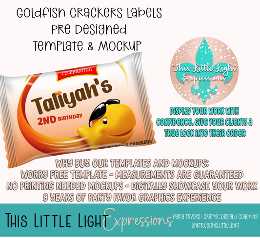 Goldfish Crackers Template and Mockup for Photoshop | Digital Download | For Party Favors