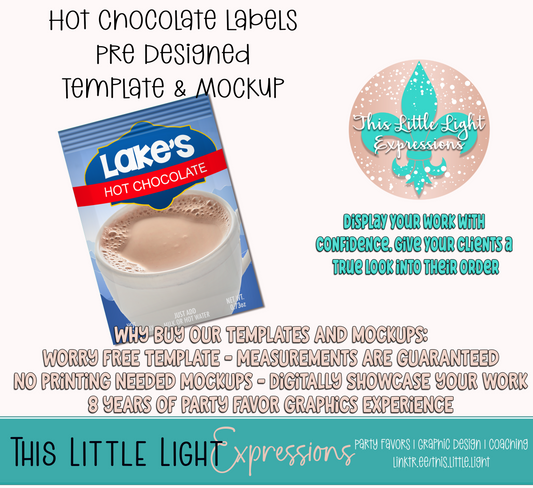 Hot Chocolate Template and Mockup for Photoshop | Digital Download | For Party Favors