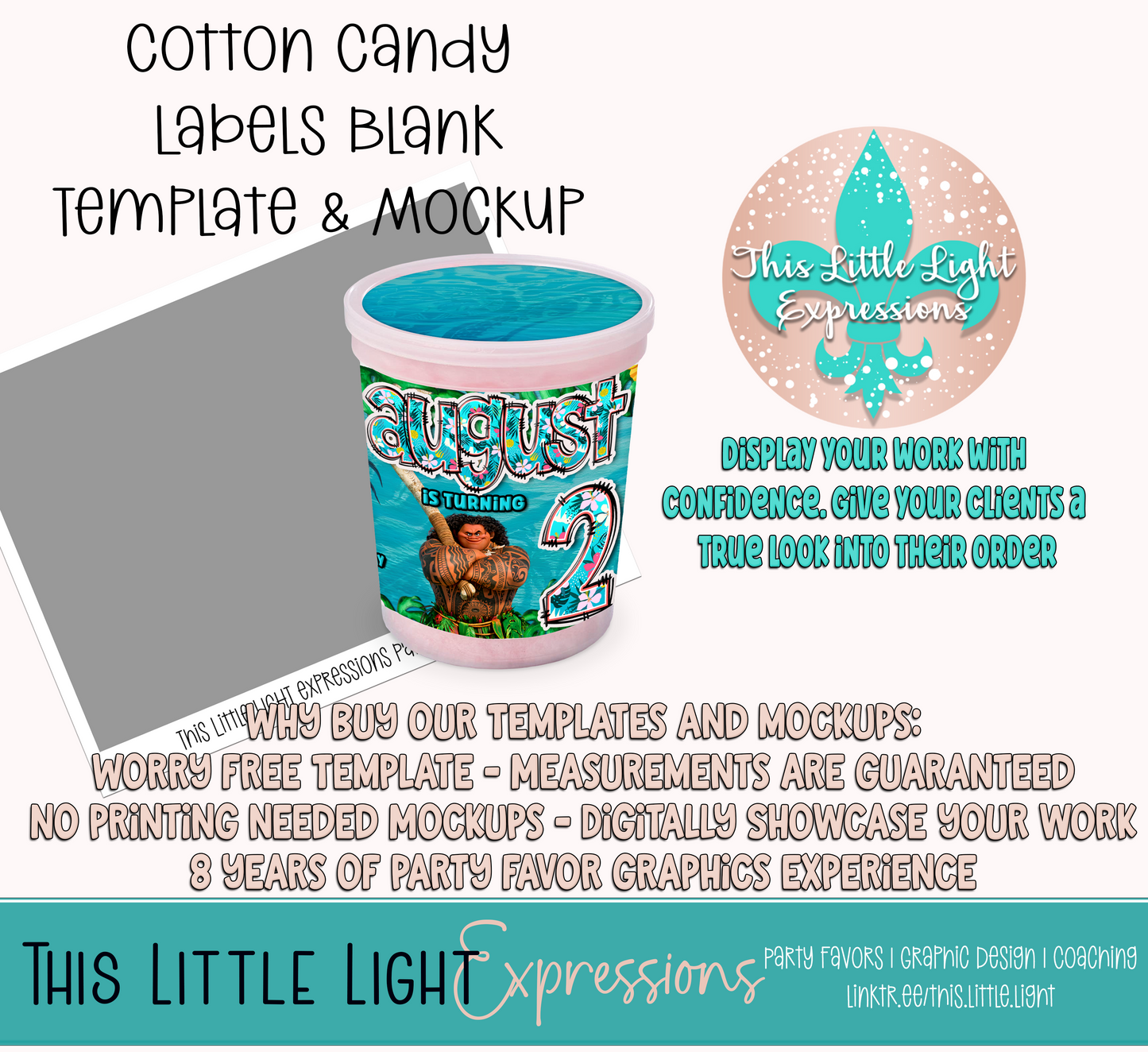 Cotton Candy Template and Mockup for Photoshop | Digital Download | For Party Favors