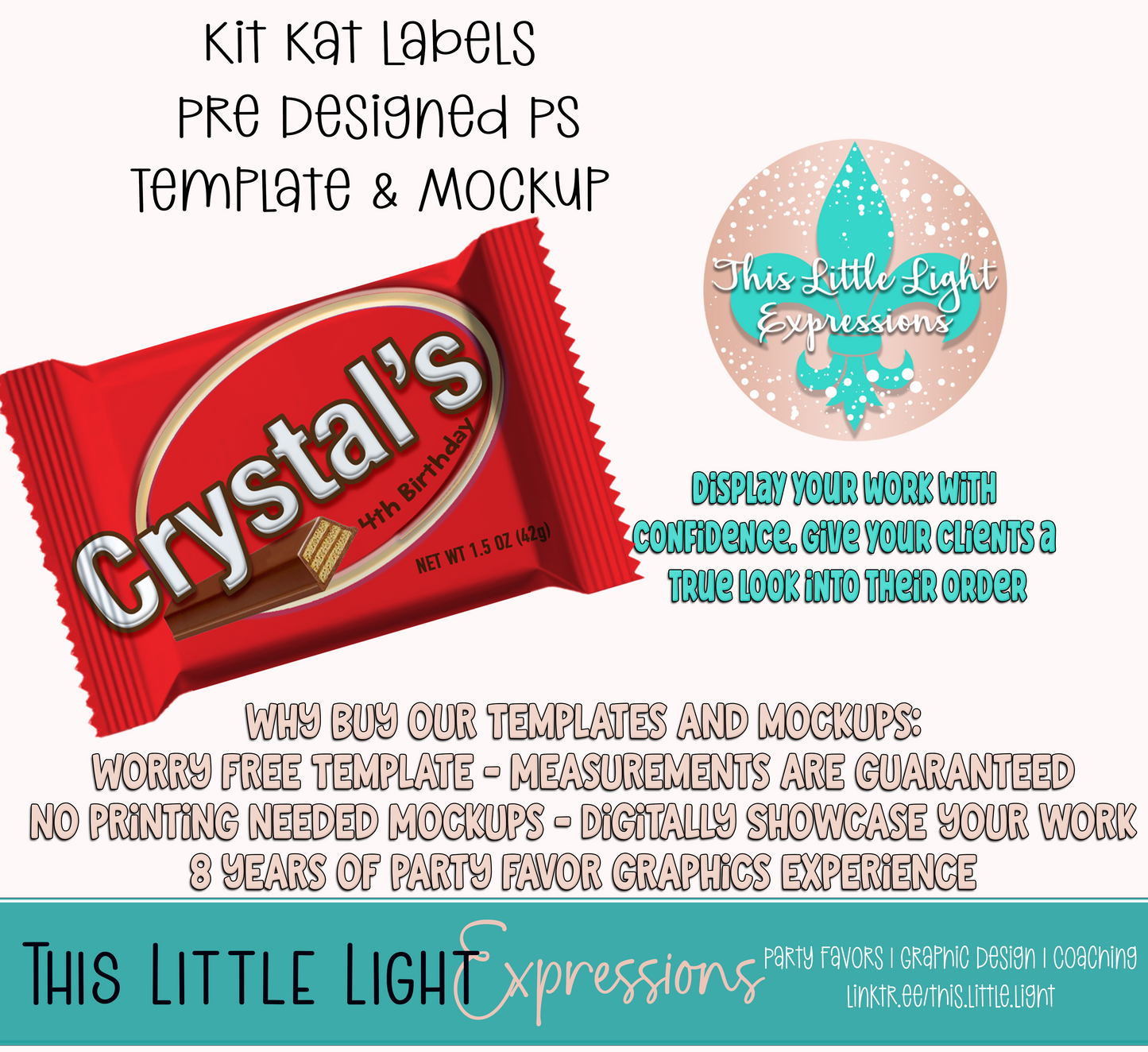 Kit Kat Candy Template and Mockup for Photoshop | Digital Download | For Party Favors