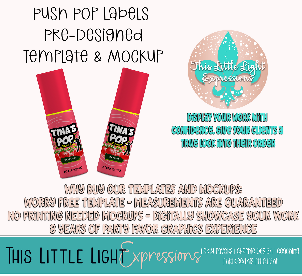 Pop Label Texture Push Pop Template and Mockup for Photoshop or Canva | Digital Download ...