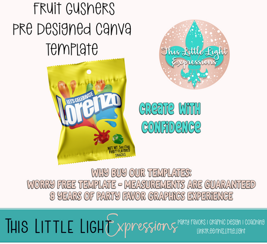 Fruit Gushers Template and Mockup for Canva | Digital Download | For Party Favors