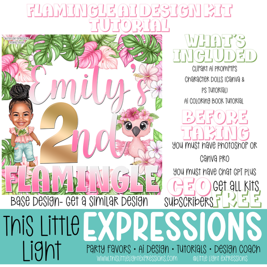 Flamingle AI Design Kit + Coloring Page Tutorial Bundle Create Your Own Unique Designs | Instant Download | Free for CEO Subscribers