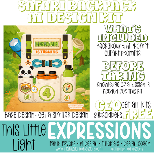 Safari Backpack Themed Ai Design Kit |Create Your Own Unique Designs | Instant Digital Download | CEO Subscribers get for FREE