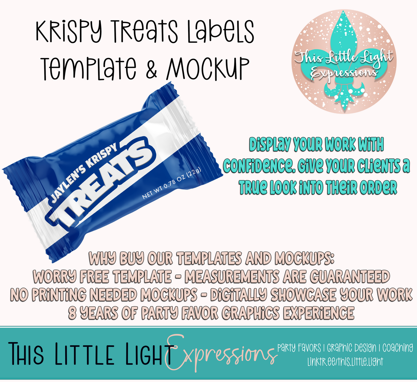 Rice Krispy Treats Template and Mockup for Photoshop | Digital Download | For Party Favors