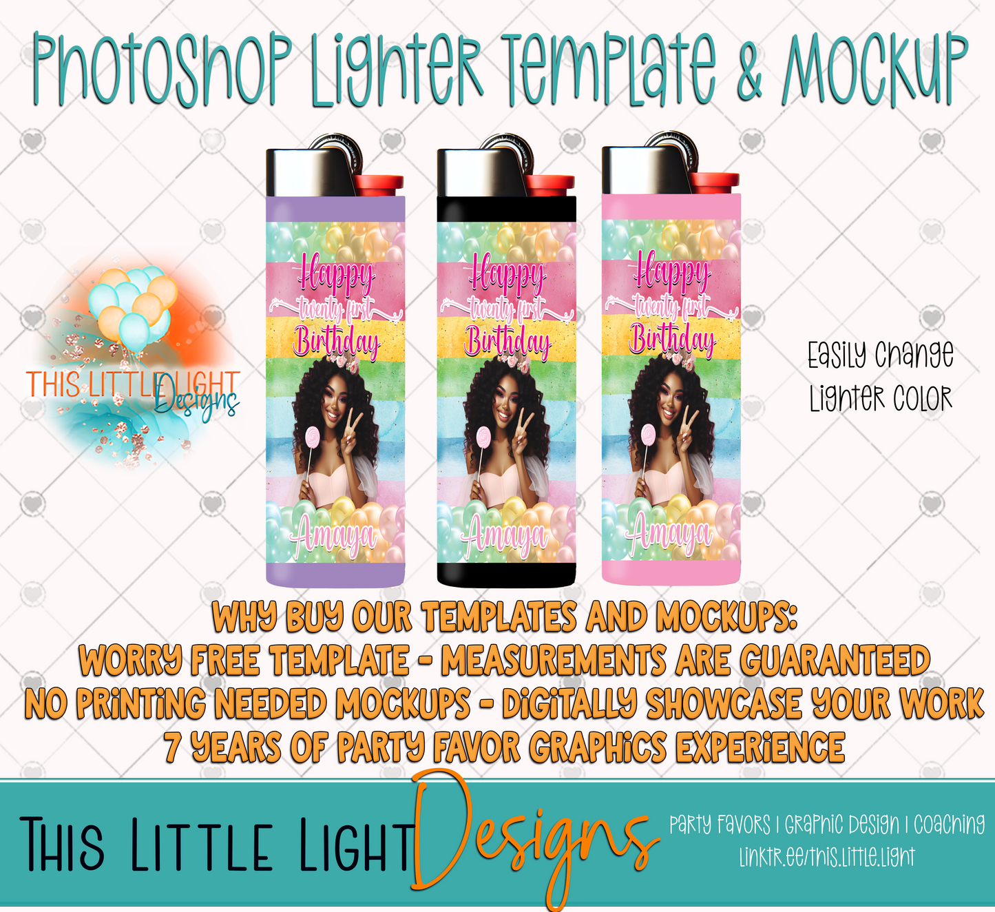 Lighter Labels Template and Mockup for Photoshop | Digital Download | For Party Favors