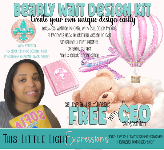 Bearly Wait Design Kit Tutorial |  Baby Shower Design Kit | Editable Designs | Instant Download