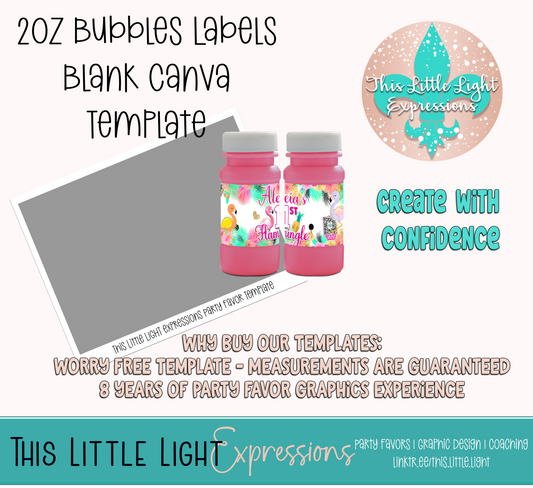 2oz Bubbles Template and Mockup for Canva | Digital Download | For Party Favors