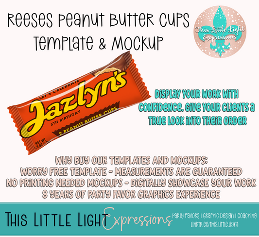 Reeses Cup Template and Mockup for Canva | Digital Download | For Party Favors