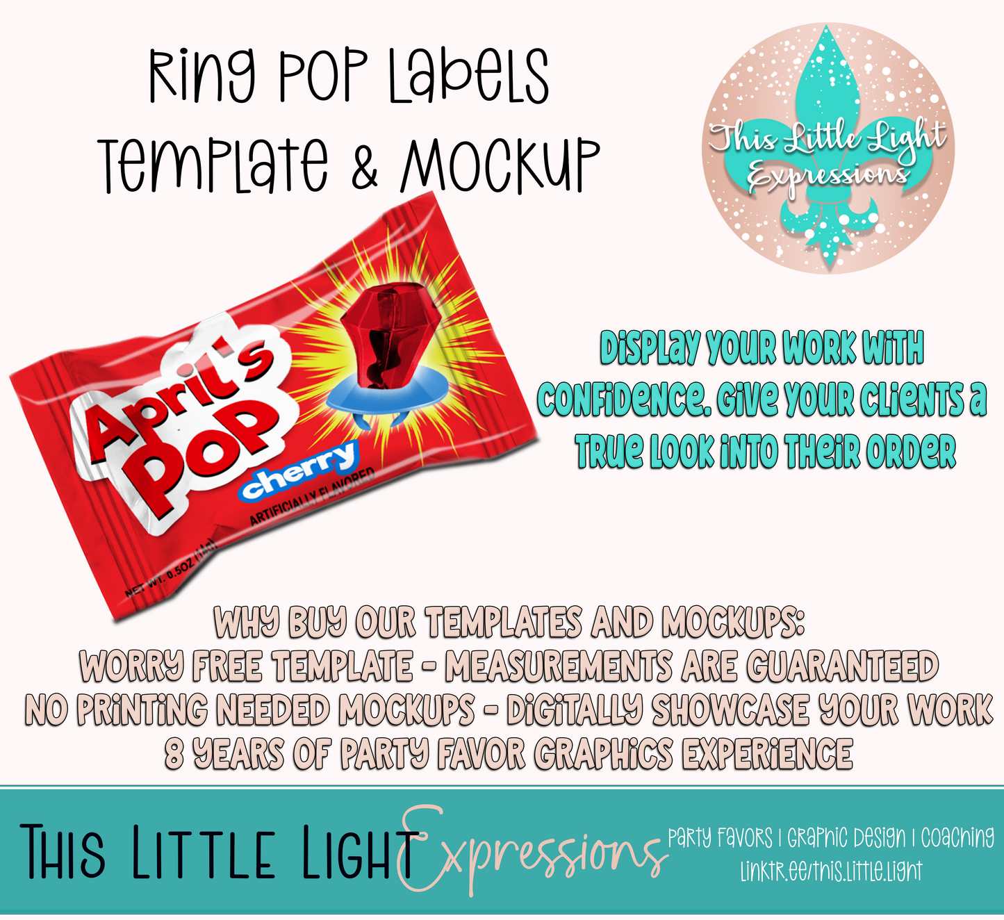 Ring Pop Template and Mockup for Canva | Digital Download | For Party ...