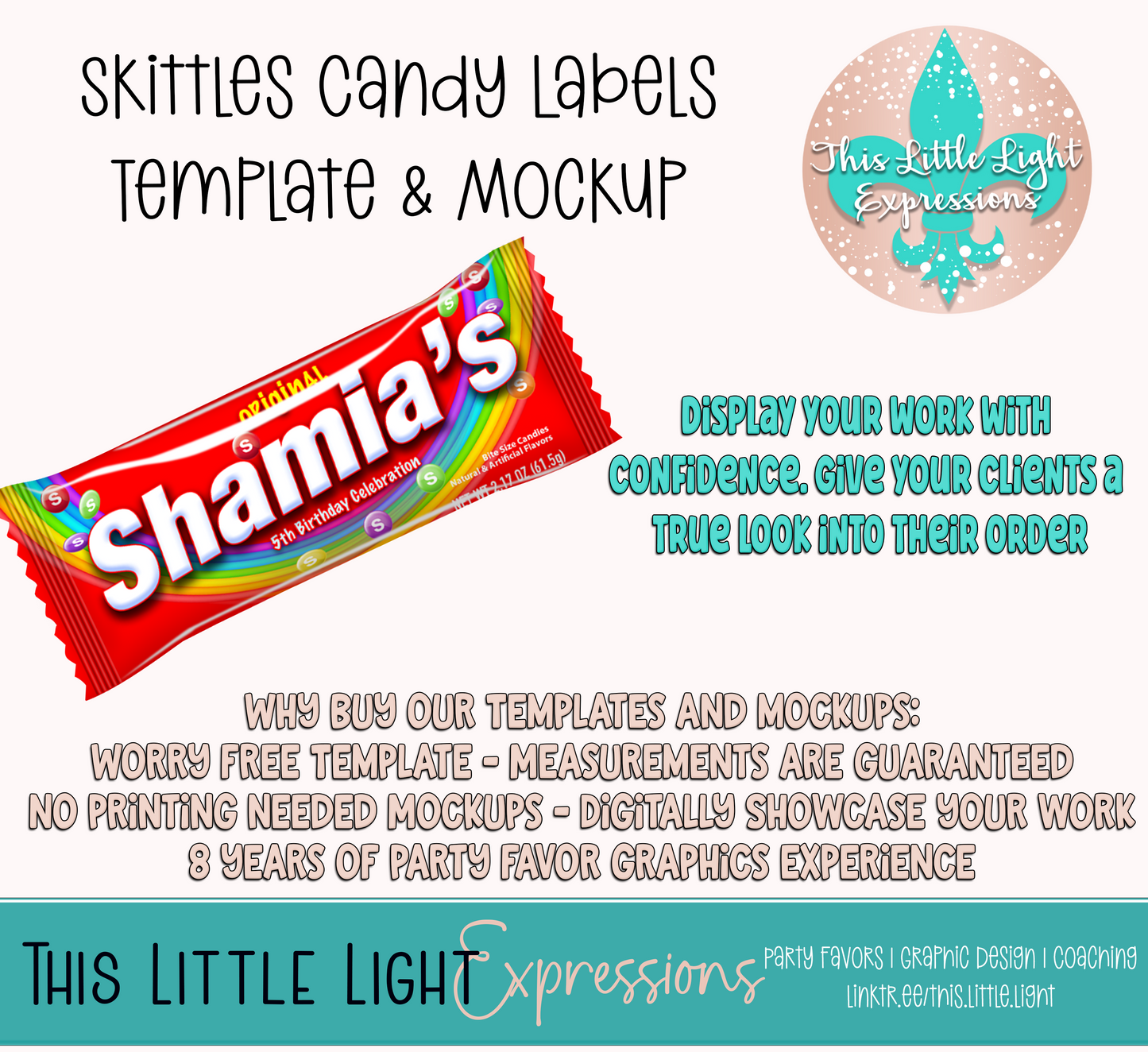 Skittles Candy Template and Mockup for Canva | Digital Download | For Party Favors