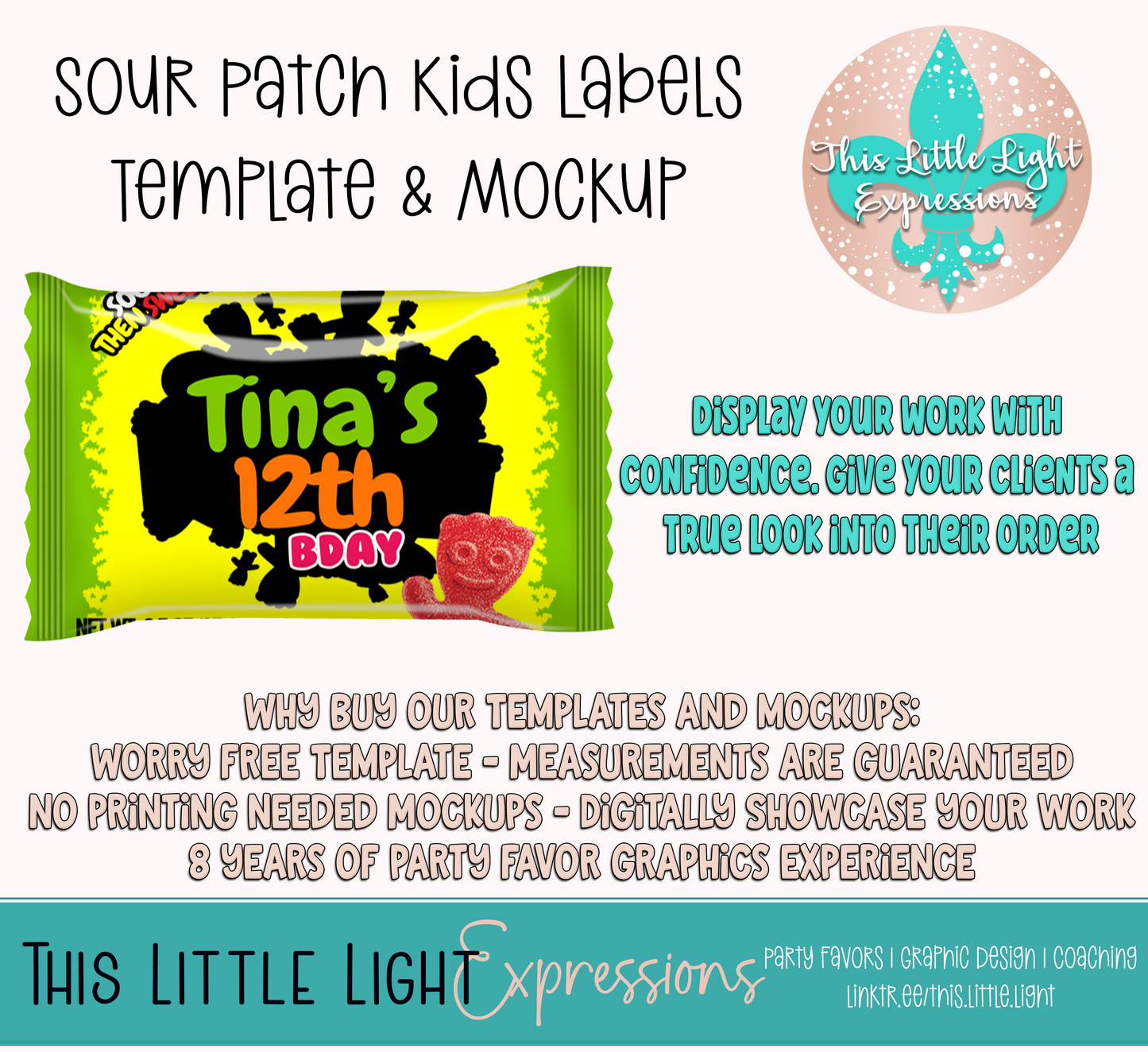 Sour Patch Kids | Box and Bag | Template and Mockup for Canva | Digital Download | For Party Favors