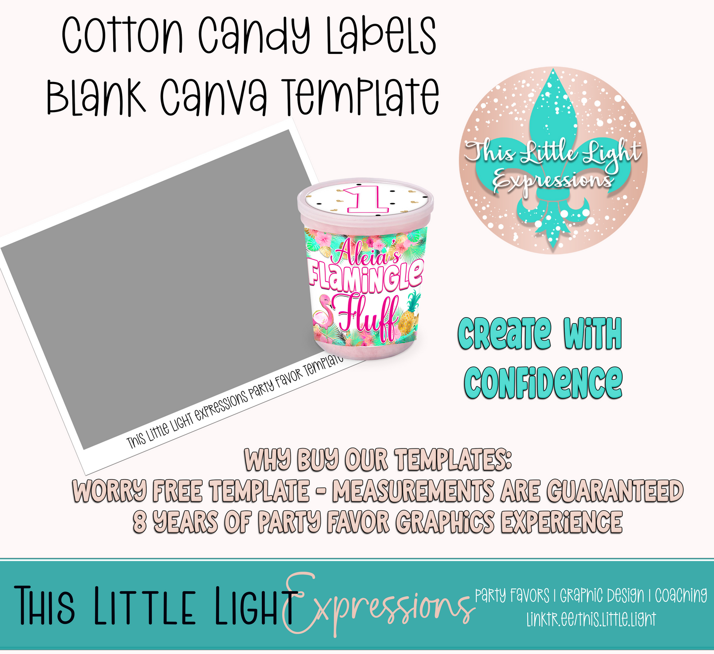 Cotton Candy Template for Canva | Digital Download | For Party Favors